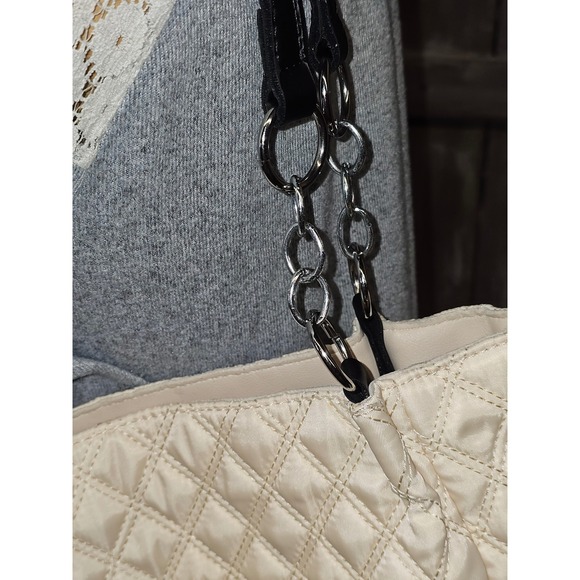 MIKAXQI & BAGS IVORY QUILTED DBL HANDLE SHOULDER WOMEN'S PURSE BAG TOTE 10x10" - Picture 4 of 13